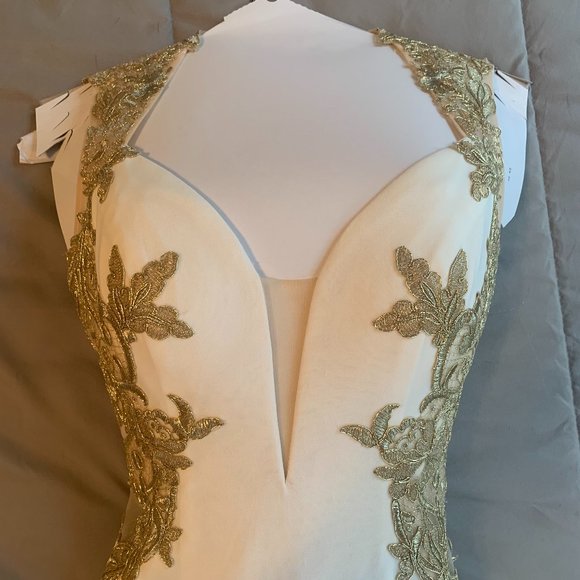 White and Gold Jovani Dress - Picture 1 of 8